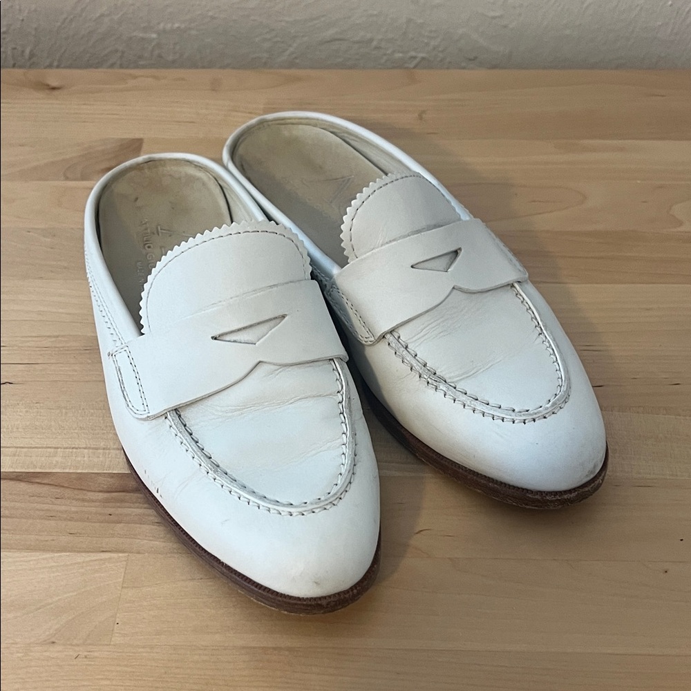 Agl White Leather Women’s Slip-On Penny Loafers.  Size 36.5